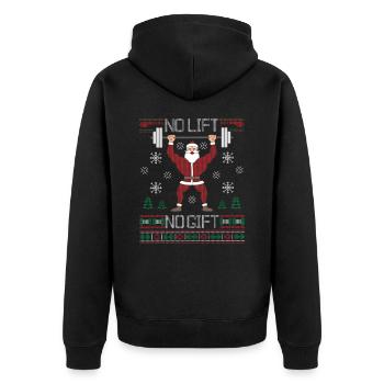 Bad Santa Claus Ugly Christmas Sweater No Lift No Gift - Unisex Premium Organic Zip Hoodie - black - Back - Nico (187cm)
