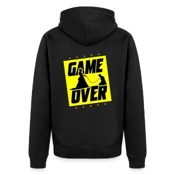Hochzeit Game Over Junggesellenabschied - Unisex Premium Bio Zip Hoodie - Schwarz - Hinten - Nico (187cm)