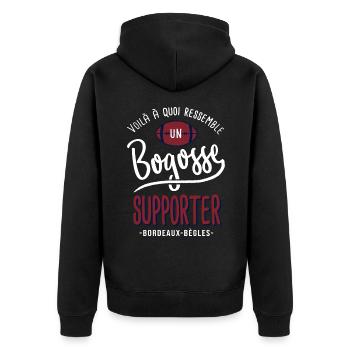 rugby supporter UBB bogosse bordeaux bègles humour - Veste à capuche bio Premium Unisexe - noir - Dos - Nico (187cm)