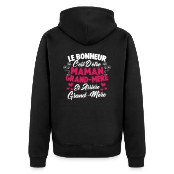 Le bonheur c'est d'être maman et grand mère - Veste à capuche bio Premium Unisexe - noir - Dos - Nico (187cm)