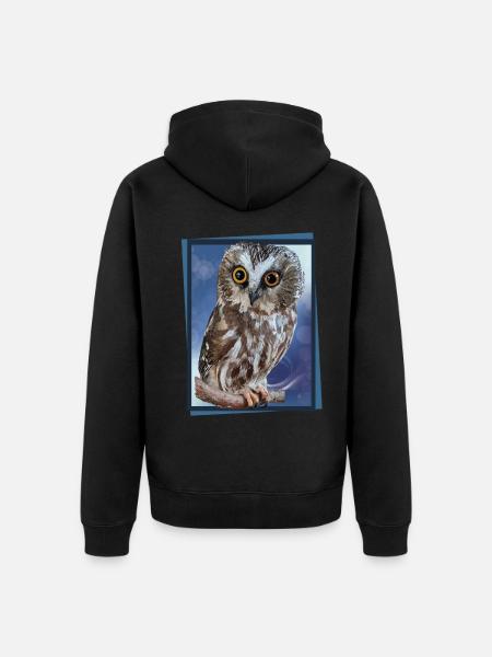 Nördliche Eule - Unisex Premium Bio Zip Hoodie - Schwarz