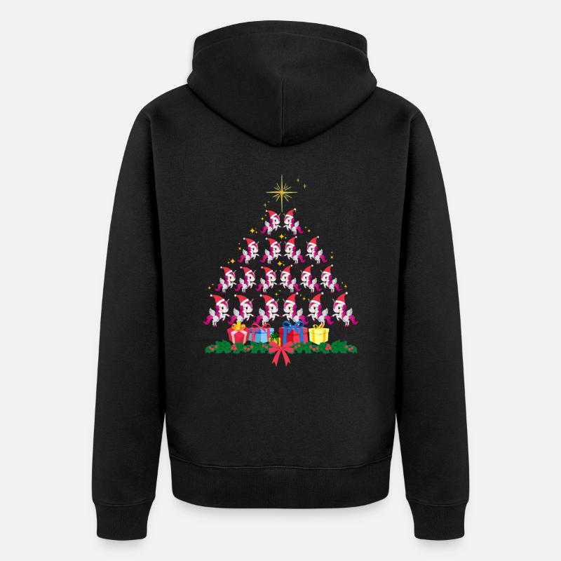 Einhorn Xmass. Weihnachtsgeschenk - Unisex Premium Bio Zip Hoodie - Schwarz