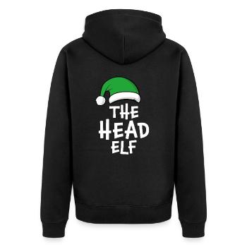 The Head Elf - Unisex Premium Organic Zip Hoodie - black - Back - Nico (187cm)