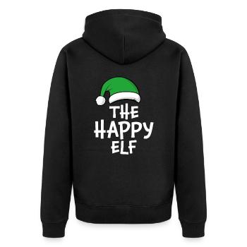 The Happy Elf - Unisex Premium Organic Zip Hoodie - black - Back - Nico (187cm)