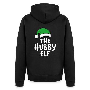Der Ehemann-Elf - Unisex Premium Bio Zip Hoodie - Schwarz - Hinten - Nico (187cm)