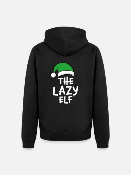 The Lazy Elf - Unisex Premium Organic Zip Hoodie - black