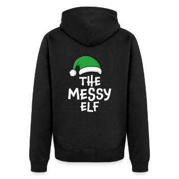 Der chaotische Elf - Unisex Premium Bio Zip Hoodie - Schwarz - Hinten - Nico (187cm)