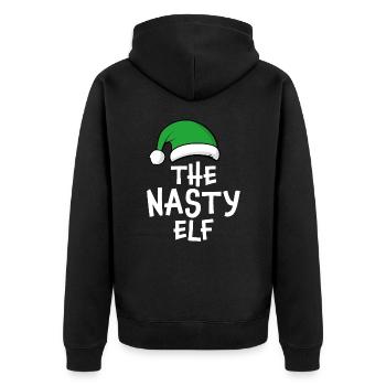 Der fiese Elf - Unisex Premium Bio Zip Hoodie - Schwarz - Hinten - Nico (187cm)