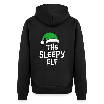 The Sleepy Elf - Unisex Premium Organic Zip Hoodie - black - Back - Nico (187cm)