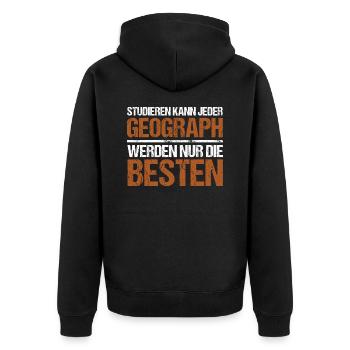 Anyone can study - Geograph Edition - Unisex Premium Organic Zip Hoodie - black - Back - Nico (187cm)