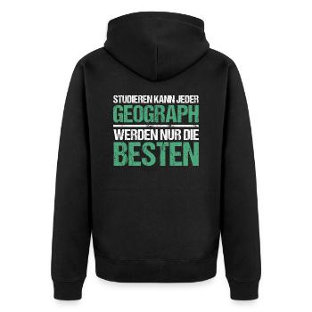 Anyone can study - Geograph Edition - Unisex Premium Organic Zip Hoodie - black - Back - Nico (187cm)