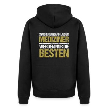 Studieren kann jeder - Mediziner Edition - Unisex Premium Bio Zip Hoodie - Schwarz - Hinten - Nico (187cm)