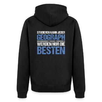 Anyone can study - Geograph Edition - Unisex Premium Organic Zip Hoodie - black - Back - Nico (187cm)