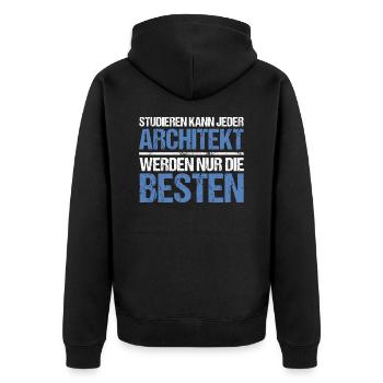 Studieren kann jeder - Architekt Edition - Unisex Premium Bio Zip Hoodie - Schwarz - Hinten - Nico (187cm)