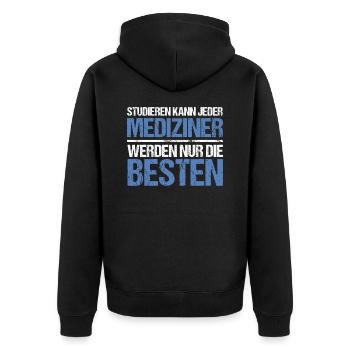 Studieren kann jeder - Mediziner Edition - Unisex Premium Bio Zip Hoodie - Schwarz - Hinten - Nico (187cm)