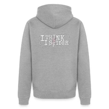I Think I Spider Dad Joke Denglisch Ich Spinne - Unisex Premium Bio Zip Hoodie - Grau meliert - Hinten - Nico (187cm)