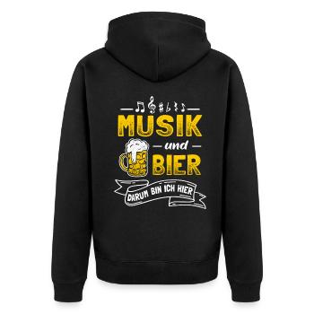 Musik und Bier Musiker Notenschlüssel Blasmusik - Unisex Premium Bio Zip Hoodie - Schwarz - Hinten - Nico (187cm)