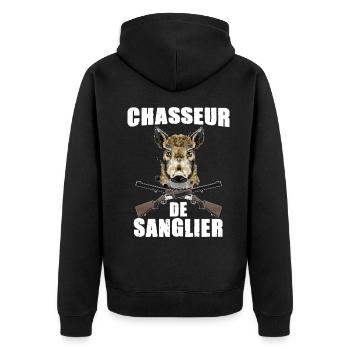 Chasseur De Sanglier Plaisir De la Chasse - Veste à capuche bio Premium Unisexe - noir - Dos - Nico (187cm)