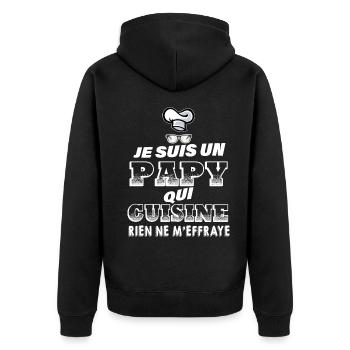 Mon Papy Aime Cuisiner Citation Marrante Papi - Veste à capuche bio Premium Unisexe - noir - Dos - Nico (187cm)