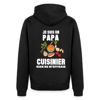 Je Suis un papa cuisinier Citation Métier Humour - Veste à capuche bio Premium Unisexe - noir - Dos - Nico (187cm)