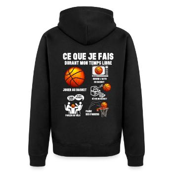 Basket Temps Libre Humour Basket Cadeau Papa Fils - Veste à capuche bio Premium Unisexe - noir - Dos - Nico (187cm)