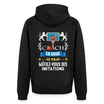 Entraineur Coach Basket Cadeau Basketball Homme - Veste à capuche bio Premium Unisexe - noir - Dos - Nico (187cm)