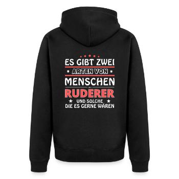 Es gibt zwei Arten von Menschen - Ruderer - Unisex Premium Bio Zip Hoodie - Schwarz - Hinten - Nico (187cm)