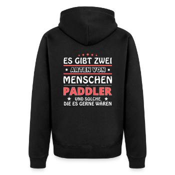 Es gibt zwei Arten von Menschen - Paddler - Unisex Premium Bio Zip Hoodie - Schwarz - Hinten - Nico (187cm)