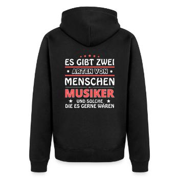 Es gibt zwei Arten von Menschen - Musiker - Unisex Premium Bio Zip Hoodie - Schwarz - Hinten - Nico (187cm)