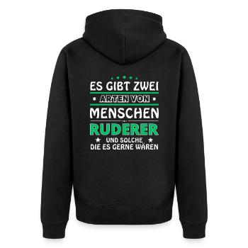 Es gibt zwei Arten von Menschen - Ruderer - Unisex Premium Bio Zip Hoodie - Schwarz - Hinten - Nico (187cm)