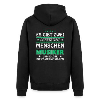 Es gibt zwei Arten von Menschen - Musiker - Unisex Premium Bio Zip Hoodie - Schwarz - Hinten - Nico (187cm)