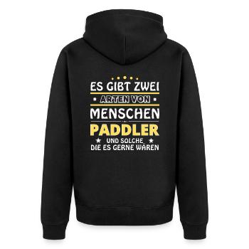Es gibt zwei Arten von Menschen - Paddler - Unisex Premium Bio Zip Hoodie - Schwarz - Hinten - Nico (187cm)