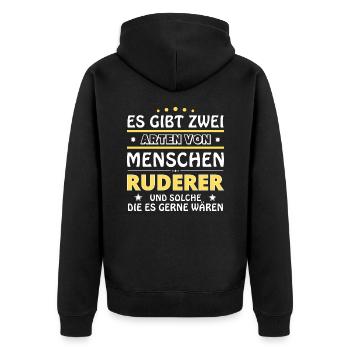 Es gibt zwei Arten von Menschen - Ruderer - Unisex Premium Bio Zip Hoodie - Schwarz - Hinten - Nico (187cm)