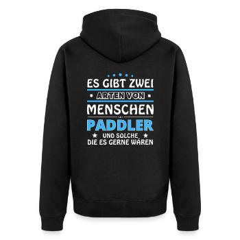 Es gibt zwei Arten von Menschen - Paddler - Unisex Premium Bio Zip Hoodie - Schwarz - Hinten - Nico (187cm)