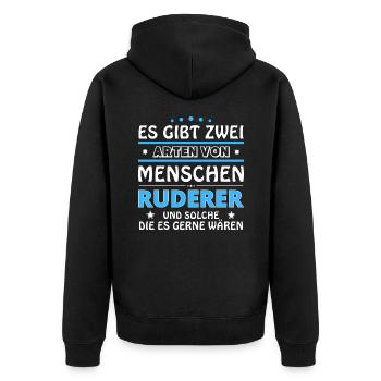 Es gibt zwei Arten von Menschen - Ruderer - Unisex Premium Bio Zip Hoodie - Schwarz - Hinten - Nico (187cm)