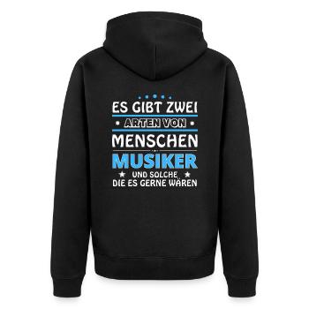 Es gibt zwei Arten von Menschen - Musiker - Unisex Premium Bio Zip Hoodie - Schwarz - Hinten - Nico (187cm)