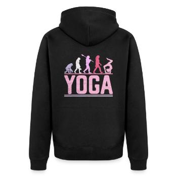 Evolution Yoga Frau Nice Fitness - Unisex Premium Bio Zip Hoodie - Schwarz - Hinten - Nico (187cm)