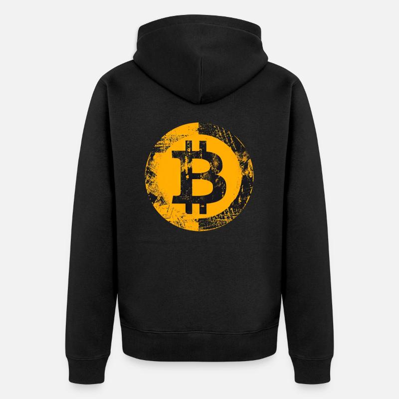 Bitcoin Grunge Or Numérique - Veste à capuche bio Premium Unisexe - noir