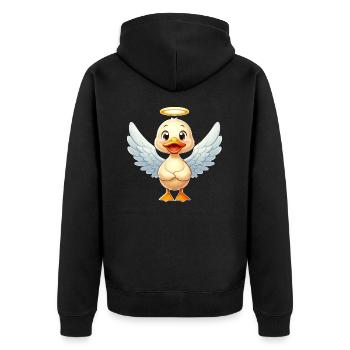 Süße Ente Erpel Engel Heiligenschein - Unisex Premium Bio Zip Hoodie - Schwarz - Hinten - Nico (187cm)