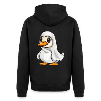 Gans Halloween Comic Geist - Unisex Premium Bio Zip Hoodie - Schwarz - Hinten - Nico (187cm)