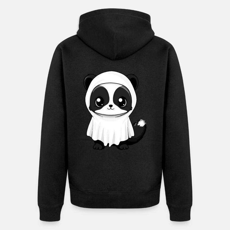 Stinktier Halloween Comic Geist - Unisex Premium Bio Zip Hoodie - Schwarz