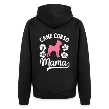 Cane Corso Hund - Unisex Premium Bio Zip Hoodie - Schwarz - Hinten - Nico (187cm)