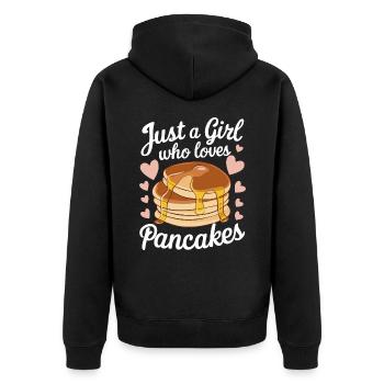 Pancakes Frühstück Essen Pancake - Unisex Premium Bio Zip Hoodie - Schwarz - Hinten - Nico (187cm)