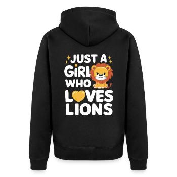 Lion Lion Animal Africa - Unisex Premium Organic Zip Hoodie - black - Back - Nico (187cm)