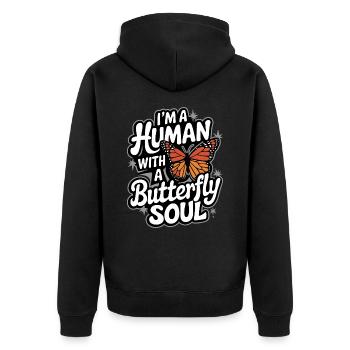 Schmetterling Monarchfalter Bunt Schmetterlinge - Unisex Premium Bio Zip Hoodie - Schwarz - Hinten - Nico (187cm)