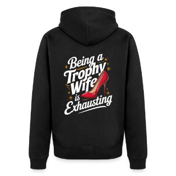 Frau Ehefrau Partnerin Familie Verheiratet - Unisex Premium Bio Zip Hoodie - Schwarz - Hinten - Nico (187cm)