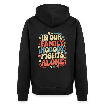 Krebsbewusstseins Krankhei Krebs Brustkrebs - Unisex Premium Bio Zip Hoodie - Schwarz - Hinten - Nico (187cm)