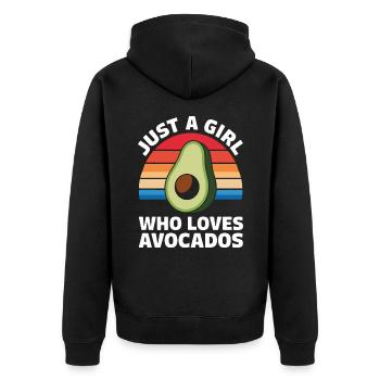 Avocado Essen Guacamole Vegan - Unisex Premium Bio Zip Hoodie - Schwarz - Hinten - Nico (187cm)