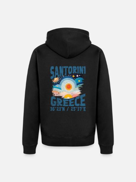 Grecia isole dell'egeo - Felpa con cappuccio ecologica premium unisex - nero