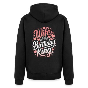 Frau Ehefrau Partnerin Familie Verheiratet - Unisex Premium Bio Zip Hoodie - Schwarz - Hinten - Nico (187cm)